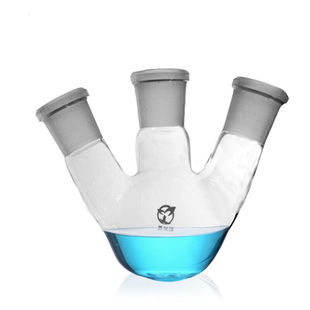 极速实验b室玻璃仪器三口圆底平底烧瓶试验反应三角三颈瓶蒸馏瓶5