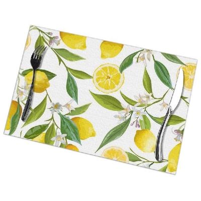 极速Seat Of 6 Fruits Lemon Floral Pattern Placemats For Dini