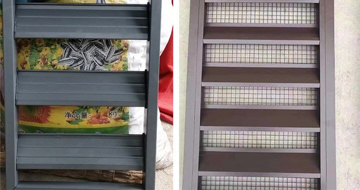 Алюминиевые жалюзи 铝合金百叶窗通风口盖定制格栅罩室外防雨百q叶窗固定防雨铝格栅