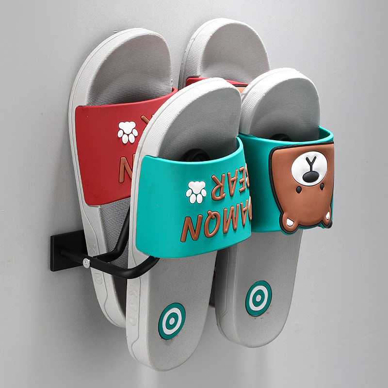 极速浴室黑色太空铝拖鞋架鞋架厕所鞋架收纳架R门后鞋子收纳神器