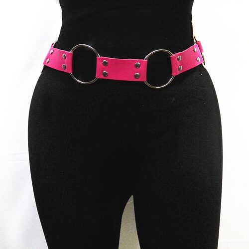 极速Fashion Women Gothic Punk WaistF Belt Metal Circle Ring