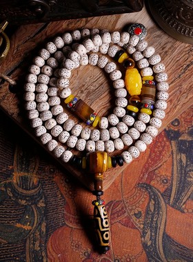 星月菩提子手串文j玩佛珠108颗正月原籽盘玩手链玛瑙配饰九眼天珠