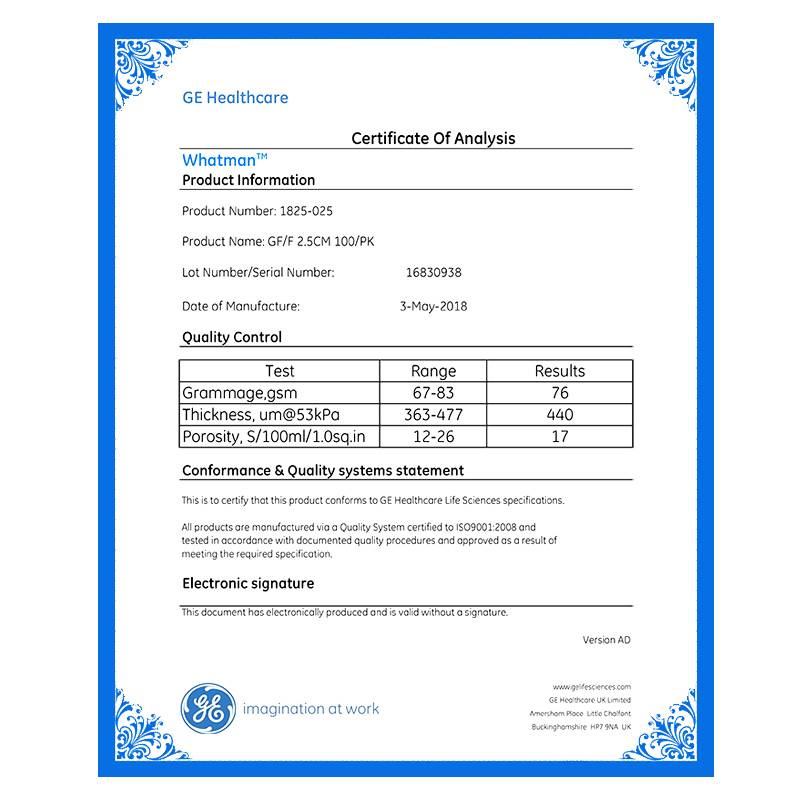 极速GF/F玻璃纤维滤纸 1825-047/025/055/070/09P0/110/125/142