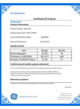极速GF/F玻璃纤维滤纸 1825-047/025/055/070/09P0/110/125/142