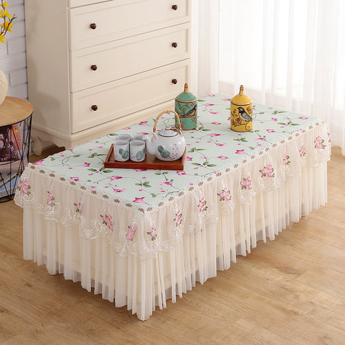 极速长方形布艺蕾l丝茶几罩家用餐桌桌布盖巾茶几盖巾防尘罩客厅