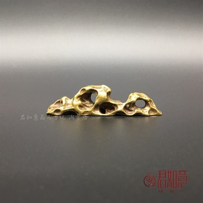 纯铜假山形e笔架实心黄铜假山型迷你小笔架文房用品桌面小镇纸