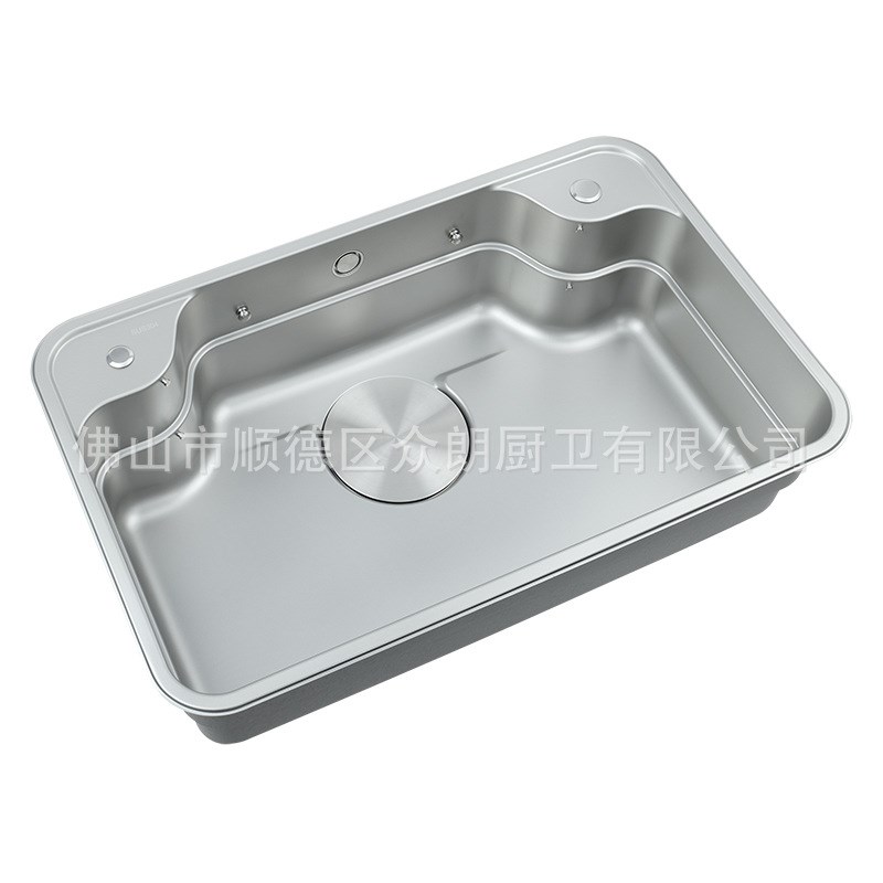 众朗日式平替压纹纳米银304不锈钢大单槽一体拉伸水槽厨房洗菜盆