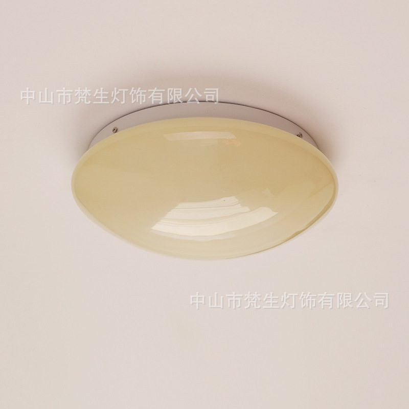 中古ins餐厅玻璃面包吸顶灯北欧奶油风卧室阳台餐厅民房复古灯具
