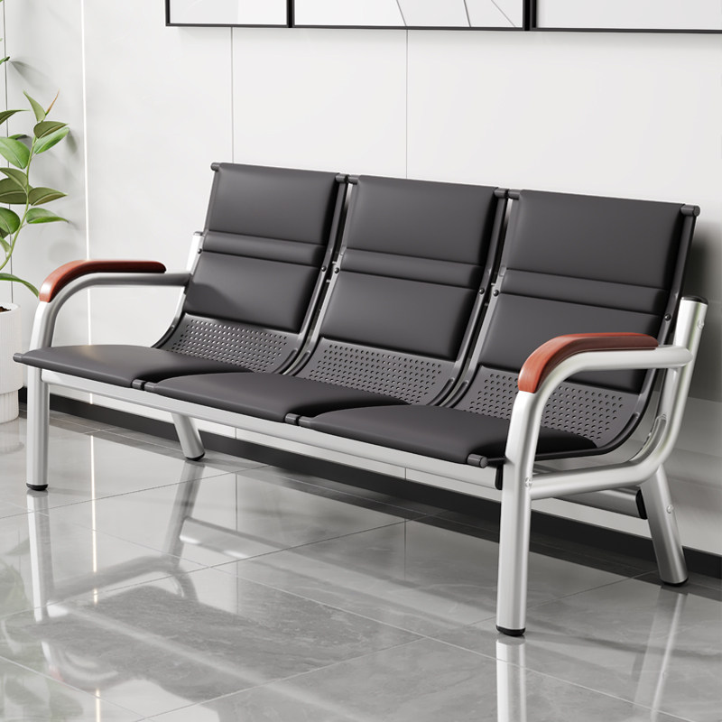 办公沙发茶几组合商务接待简约现代办公室三人位铁架排椅等候沙外