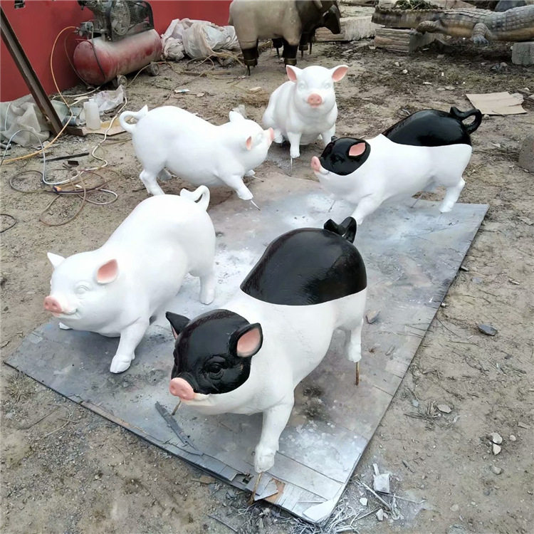 小猪雕塑花园摆件户外玻璃钢动物园林小品别墅庭院装饰工艺品