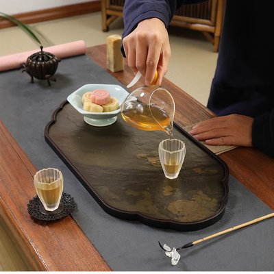 竹益堂岩石面茶盘竹制石面壶承干泡台茶具收纳盘干泡盘茶道配件