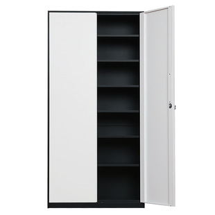 加厚文件柜窄边套色铁皮办公柜纯白玻璃门资料档案柜矮柜带锁