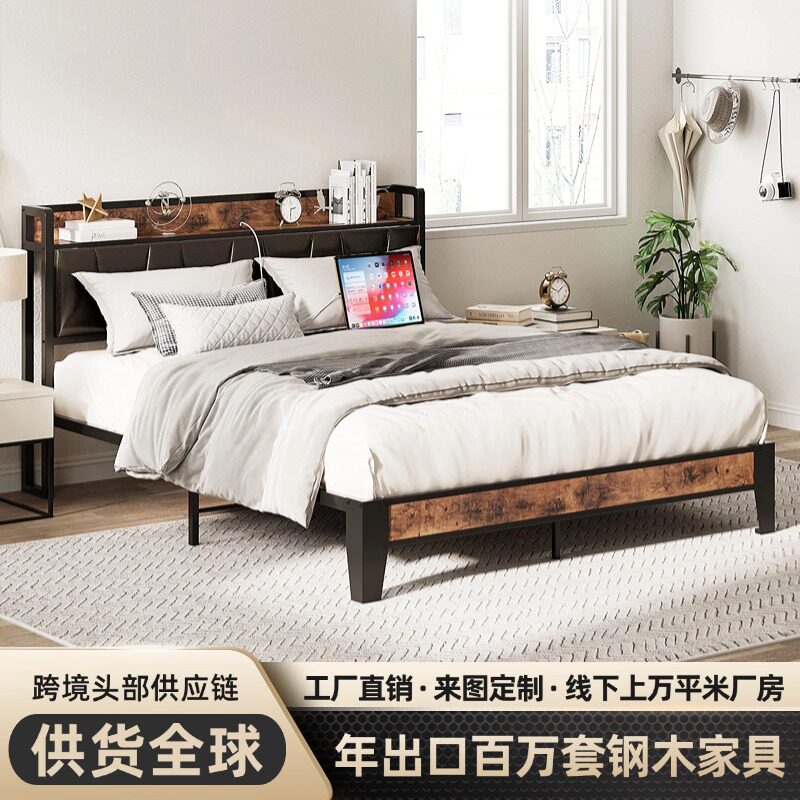 铁艺床家用卧室欧式双人床公寓酒店现代舒适铁架床成人主卧铁艺床