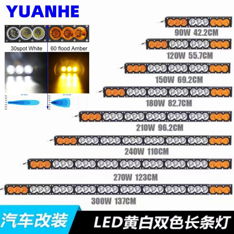 52寸警示灯300w大单排长条灯led工作灯汽车探照灯改装车灯车顶灯