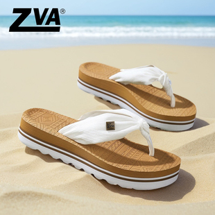 5cm增高显瘦 百搭夹脚拖鞋 ZVA厚底人字拖女夏外穿2025新款 海边时尚