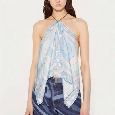 欧美印花挂脖抹胸吊带