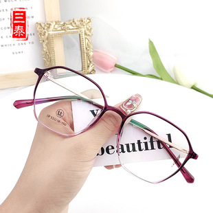 半钛眼镜架 超轻TR框不规则多边形全框眼镜IP电镀眼镜框M8002