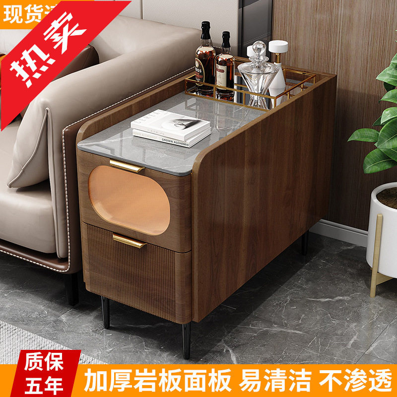 2026沙发边几柜轻奢网红小茶几侧边柜夹缝岩板高档客厅沙发旁边角