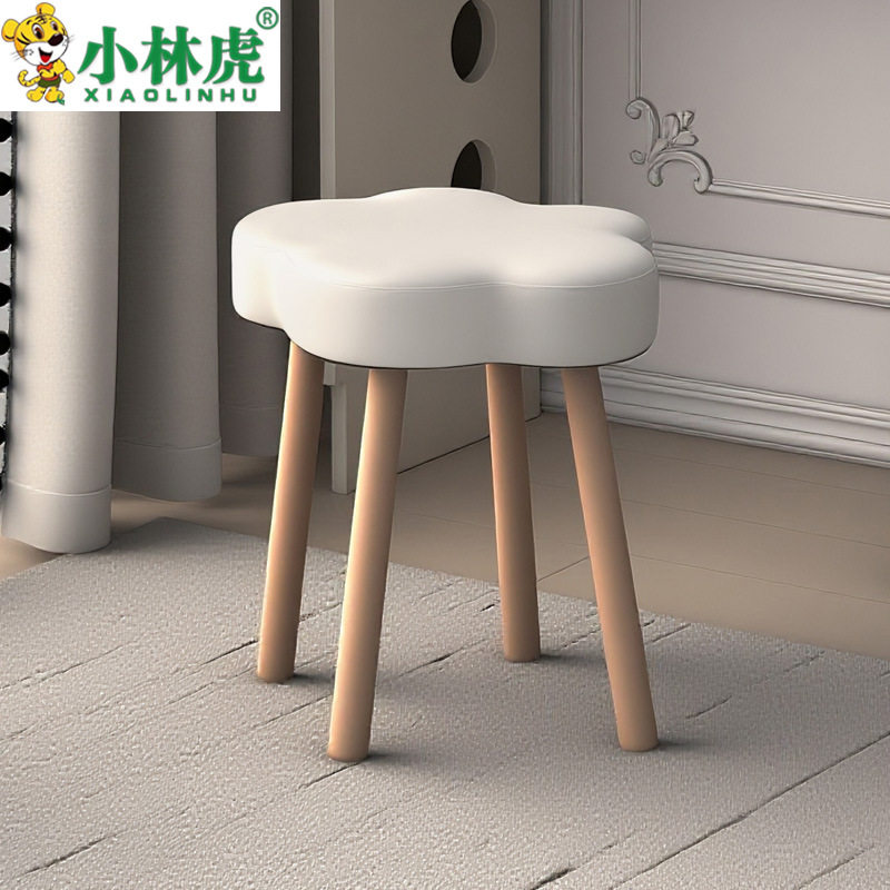 奶油风化妆凳梳妆台凳子女生卧室云朵椅子实木简约美甲专用高级感