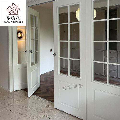 北京厂家生产折叠门书房厨房复古风四扇双开门玻璃客厅隔断门