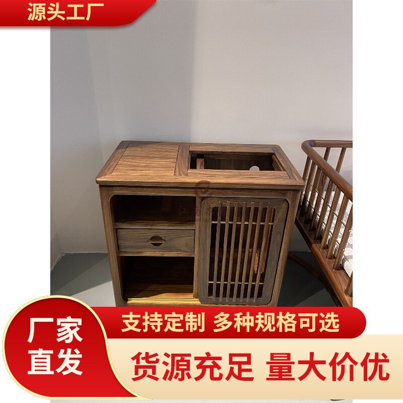 乌金木茶水柜实木侧边茶柜烧水壶一体客厅茶几靠墙边几移动小茶台