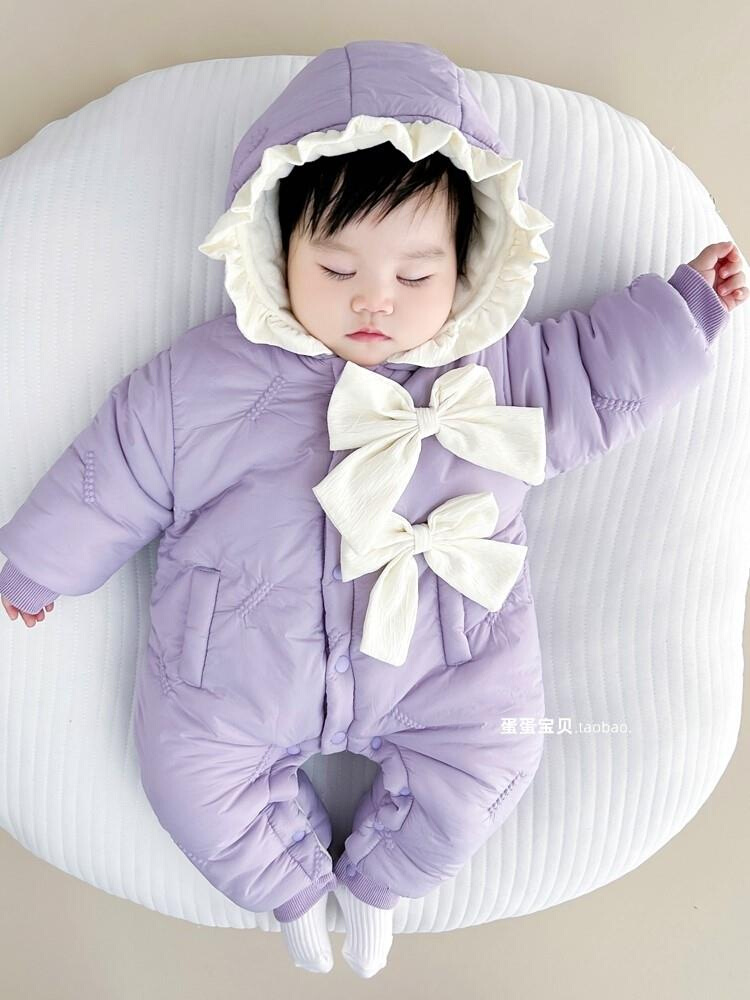 婴儿衣服女宝宝冬装连体加厚夹棉服公主12超萌0外出3个月6冬季1岁