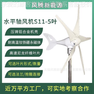 S1型 300 5叶片 12厂V24V48V 水平轴小型W3L00W 12V风力发电机 工