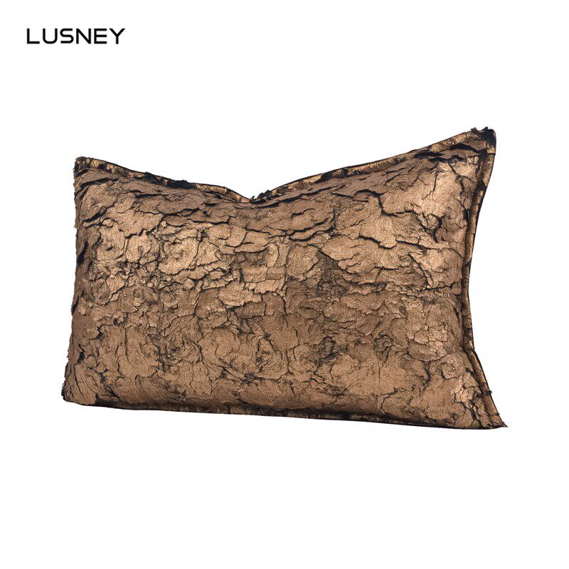 别墅样板间轻奢高端抱枕时尚复古棕F咖烫金沙发客厅床上靠垫套腰