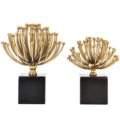 现代花蕊摆件大理石r样板房简约客厅摆设美式家居饰品装饰