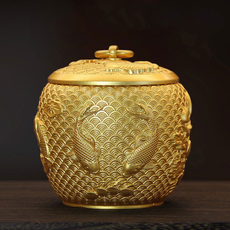 黄铜锦鲤茶叶罐储物罐高档铜罐带盖防潮J密封罐烟灰缸工艺品摆件,家居饰品,国学摆件,淘宝优惠券,粉丝福利购,淘宝优惠卷