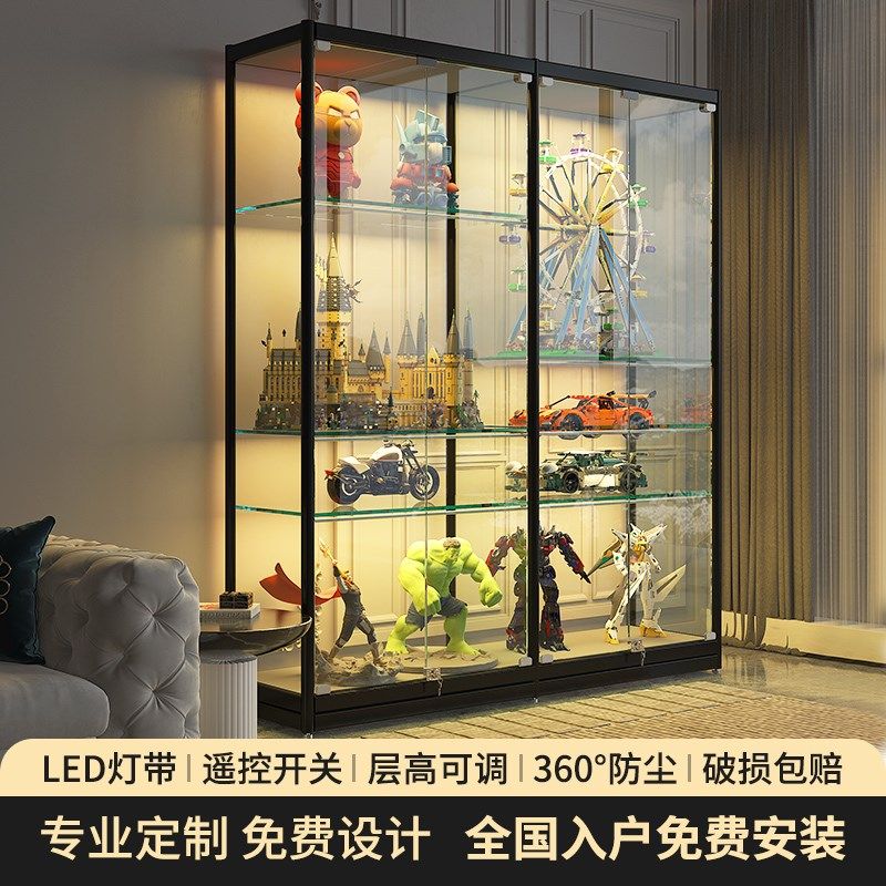 手办乐高展示柜玩具模型收纳防尘玻璃柜子透明摆柜V泡泡玛特展示