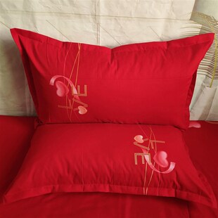 枕头结婚一对大红色枕s套喜囍字婚庆印花单双人枕头套头枕