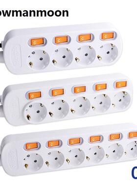 Power Strip Surge Protection EU Plug 3/4/5/6 Outlets 16.A El