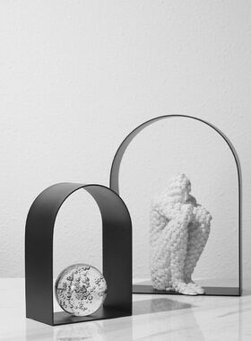 现代简约轻奢几何金属拱形门型摆件家居样板O房软装饰品立体摆件