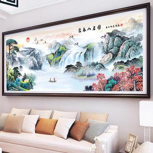 十字绣客厅风景画富春居图s新款 山山水2022大气自己线大幅手工迎