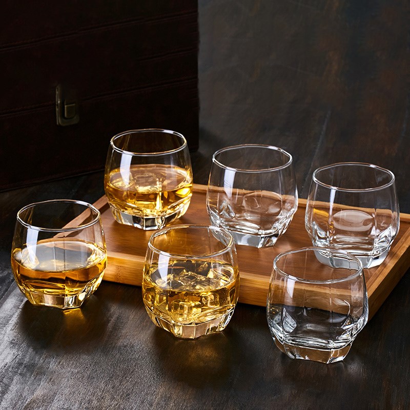 洋酒杯玻璃ktv酒杯抖音啤酒杯水杯茶杯加厚耐热威士忌Y杯子6只套