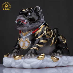 台湾虎爷神像汉白玉虎爷将军吉y祥生肖虎黑虎白虎黄虎招财桌面摆