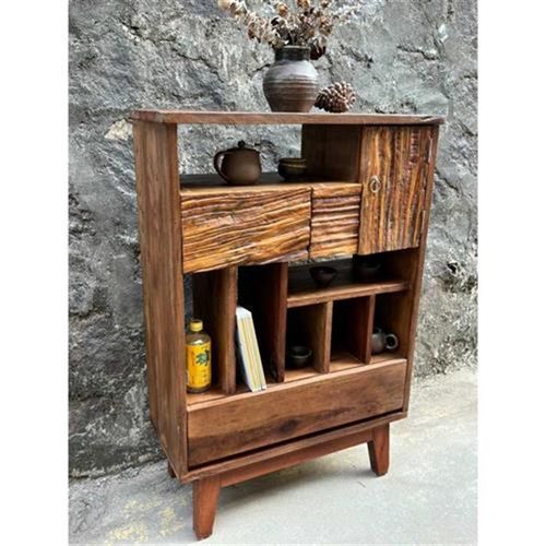 侘寂风老木c边柜实木茶室茶水柜中古民宿家具复古玄关柜收纳展示