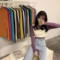 Цветной приталенный лонгслив, трикотажная весенняя футболка, с рукавом