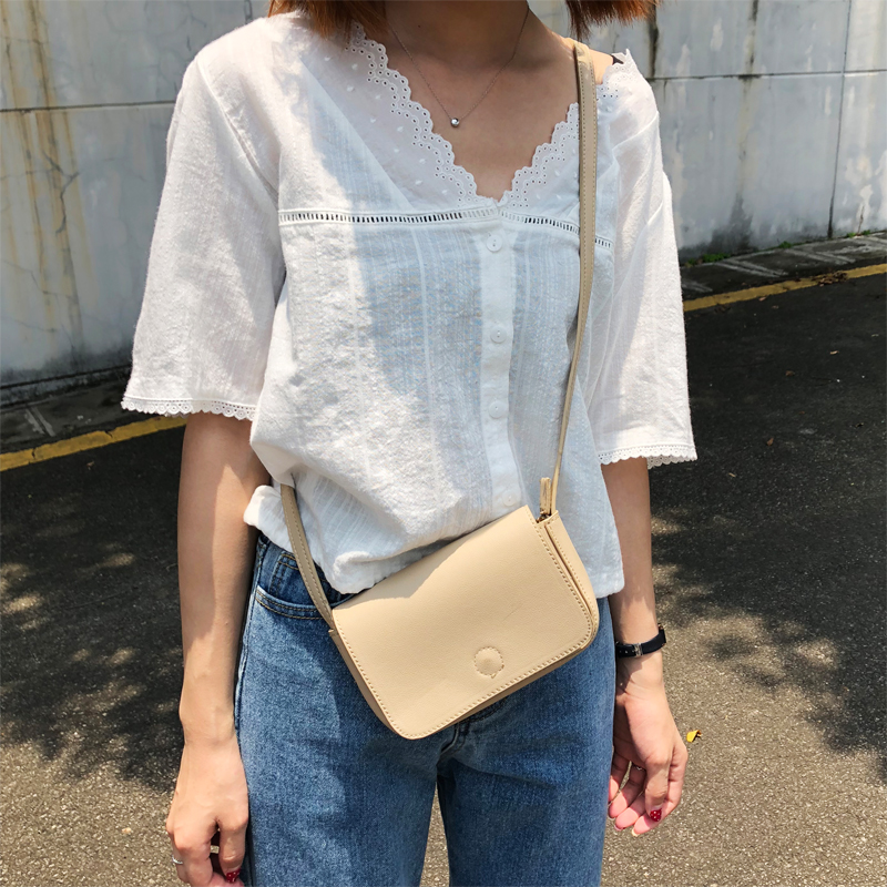 大sim韓國夏季小清新甜美花邊鏤空白色襯衫學生百搭短袖女娃娃衫