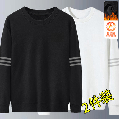 套头卫衣男秋冬季2025新款青少年男款宽松加绒重磅无帽外套百搭