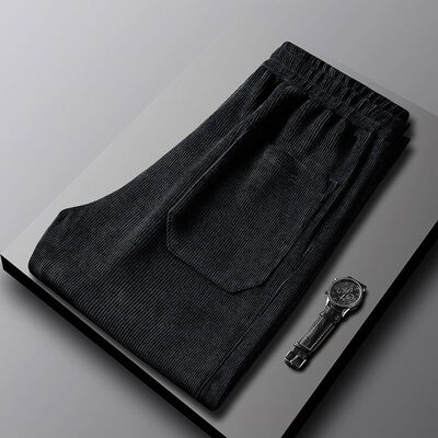 【秋季必备】灯芯绒运动裤男款休闲拼接裤男ins潮宽松百搭束脚卫