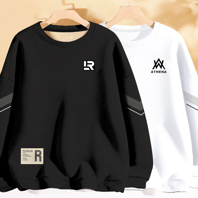 卫衣春秋季新款宽松圆领长袖上衣潮流男士时尚印花打底衫潮流