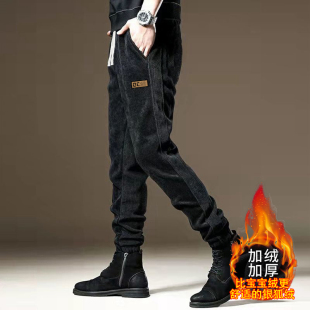 百搭潮流 加绒加厚束脚拼接休闲裤 灯芯绒裤 秋冬2024年男士