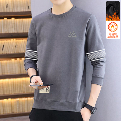 套头卫衣男秋冬季2025新款青少年男款宽松加绒重磅无帽外套百搭