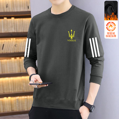 套头卫衣男秋冬季2025新款青少年男款宽松加绒重磅无帽外套百搭