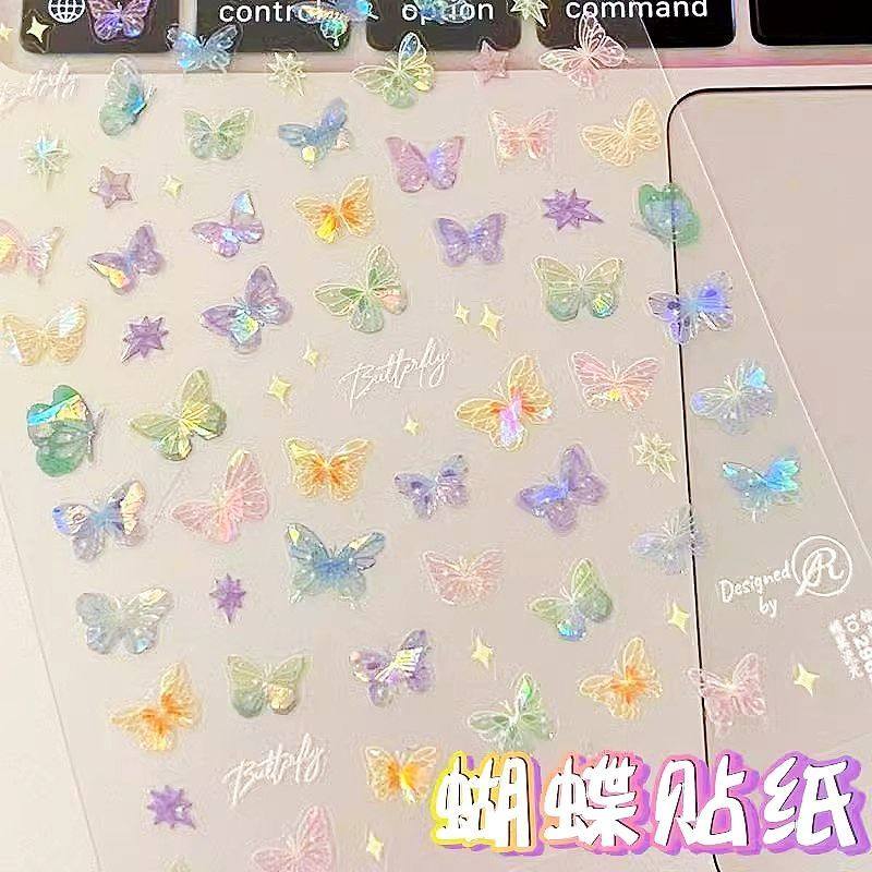蝴蝶贴纸闪粉立体蝴蝶贴纸diy手账素材装饰贴纸