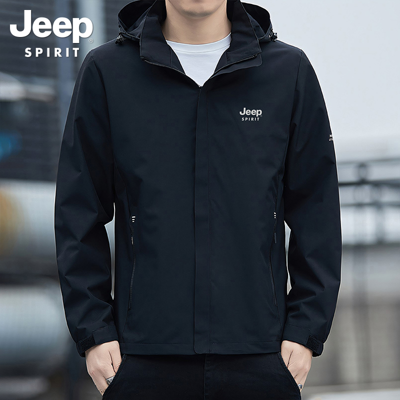 JEEP吉普官方旗舰店黑色休闲夹克