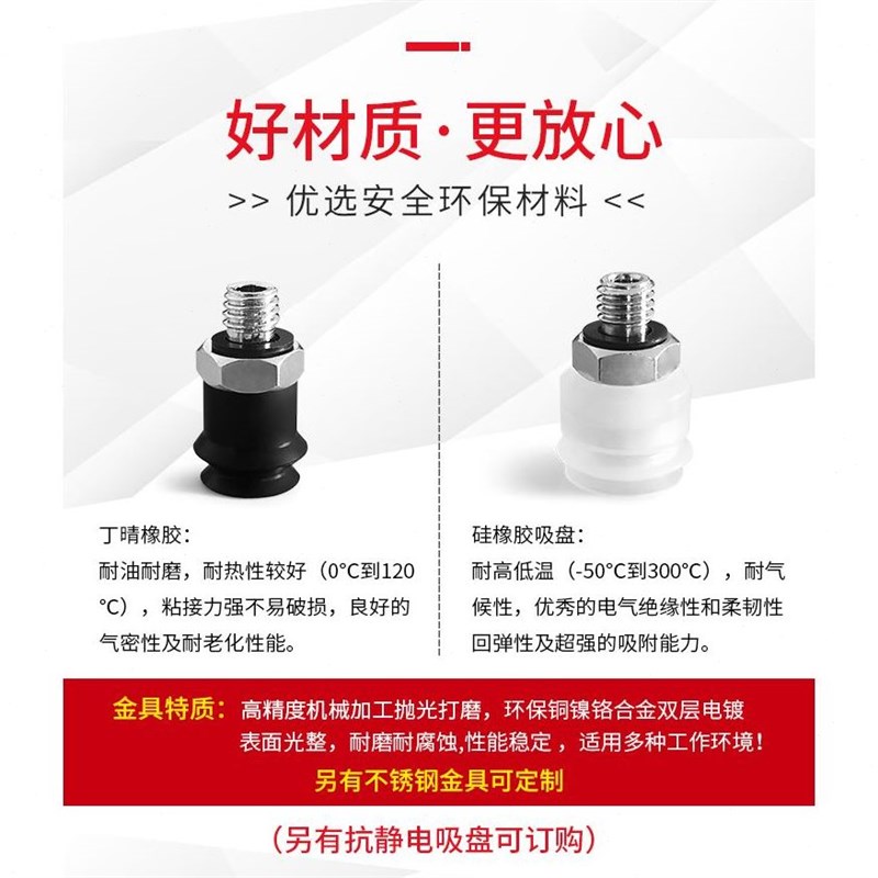 SVGZB-15/10/8/6-Sr-M小型固定式薄型皱褶吸盘SVGZB-15/10/8/6-N-