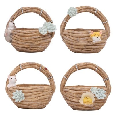 Succulent Planter Simsulation Bamboo Basket Flowerpot Plant